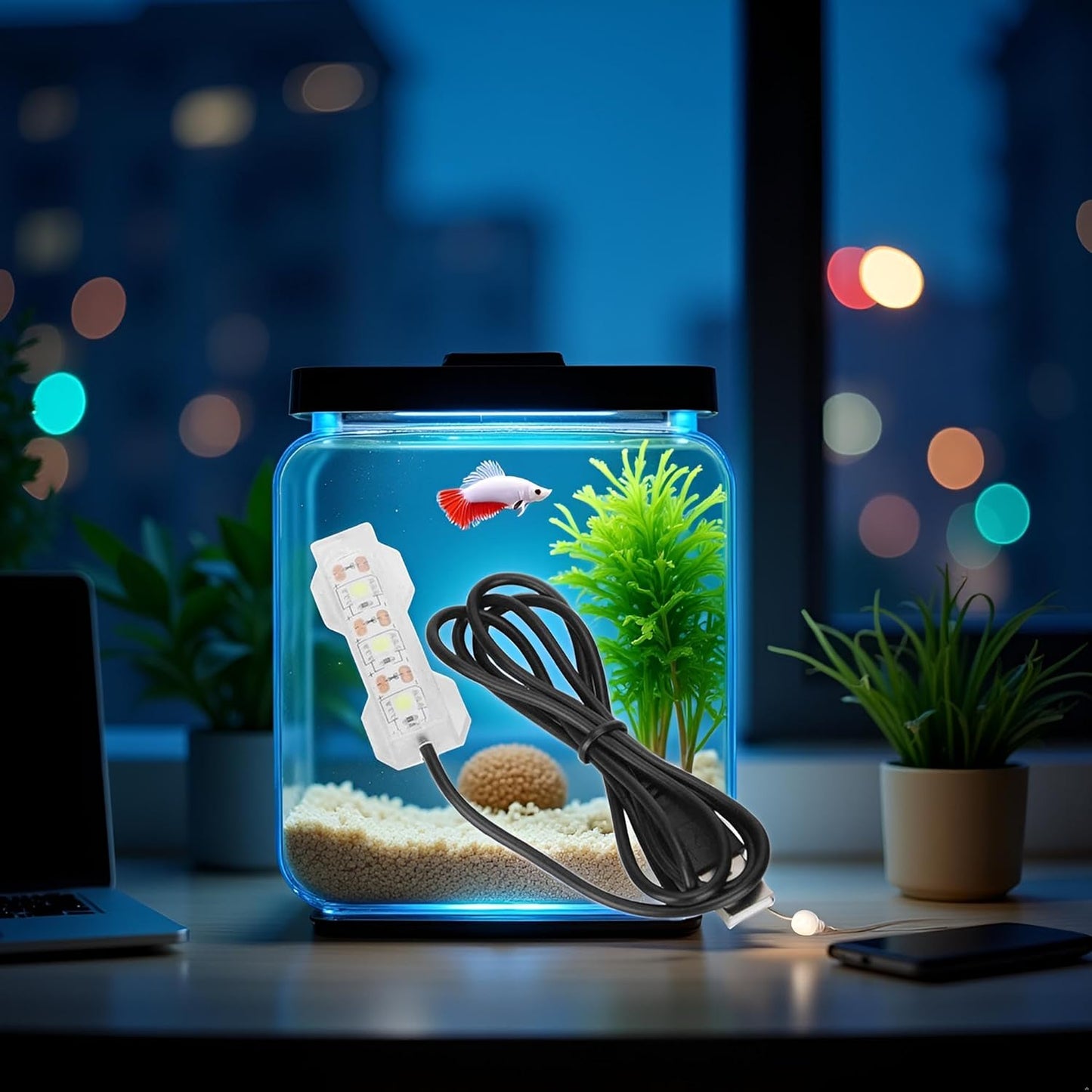 Blue Light Small Aquarium Led Light, Multicolor Led Fish Tank for Freshwater Plants Aquarium Accessories，Fish and Aquatic Pets, Pet Supplies