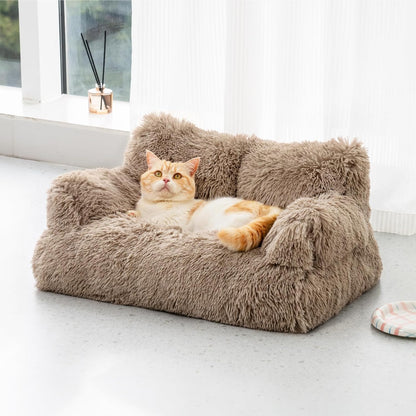 Mewoo Dog Couch, Small Dog Bed with Removable Washable Cover, Cute Cat Couch for Pets, Cat Beds for Indoor Cats with Anti-Slip Bottom (Brown)