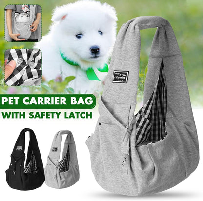Soft Cotton Pet Sling Carrier for Cats & Small Dogs – Hands-Free Shoulder Bag, Breathable & Comfortable Tote for Outdoor Walks (Black)