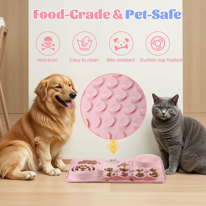 Silicone Lick Mat for Dogs & Cats – Slow Feeder Dog Bowl, Non-Slip Licking Mat for Large & Small Breeds, Puzzle Feeder & Snuffle Mat for Fast Eaters, Interactive Pet Food Mat