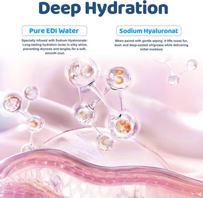 2PCS Concentrated Waterless Shampoo with Pink Grooming Glove, No-Rinse & Lick-Safe Essence for Steam Brushes, Gentle Care for Cats/Kittens/Seniors, Manage Shedding & Freshness