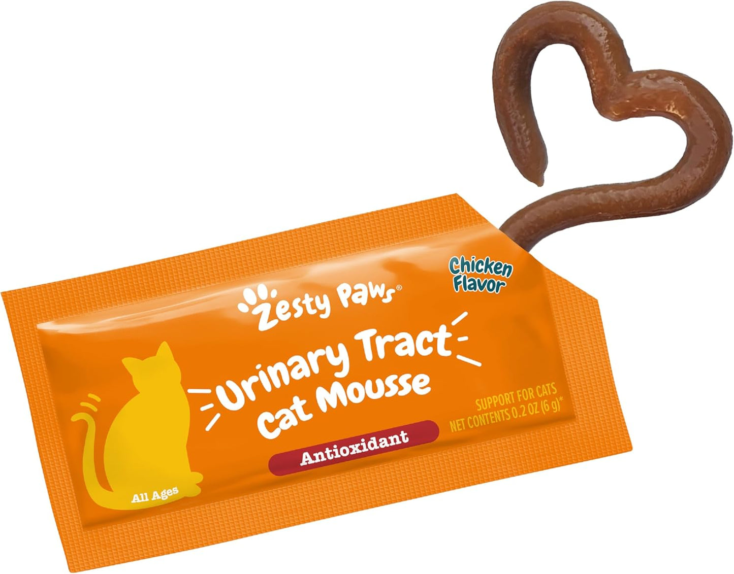 Zesty Paws Urinary Tract Cat Mousse - Kidney Support for Cats with Cranberry & D-Mannose - Healthy Cat Treats - Supports Bladder, Urinary Tract, Immune System & Gut Health - 14 Count