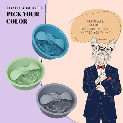 AVERYDAY Slow Feeder Dog Bowls for Medium Breed, 1.5 Cups Deep Food Puzzle Bowl with Spinning Slow Feeder Insert, Non-Slip Bottom, Fits for Raised Stand, Hard Maze Design for Small and Medium Dogs