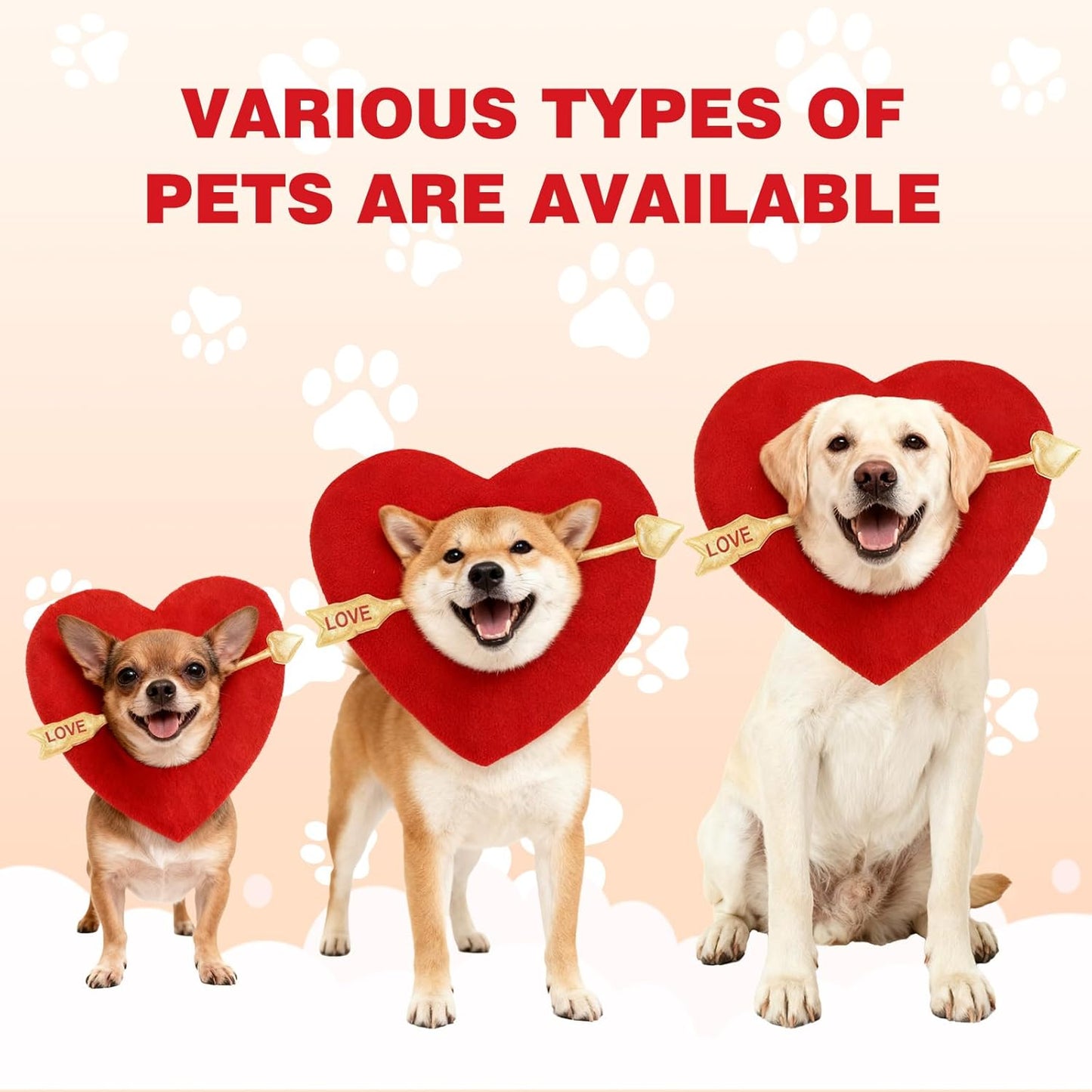 Valentines Dog Costume, Valentine’s Day Red Love Heart Dog Outfit Adjustable Pet Headpiece with Cupid Arrow, Cute Valentine Clothes Holiday Hat for Small Medium Large Dogs Cats Puppy