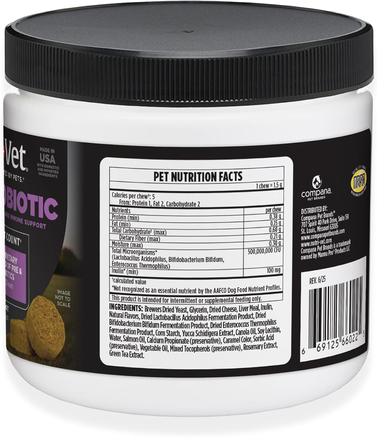 Nutri-Vet Pre & Probiotics for Dogs, Digestive Support, Upset Stomach, Puppy Probiotic, Pet Vitamins and Supplements, Dog Probiotics, Liver & Cheese Flavor, 120 Soft Chews