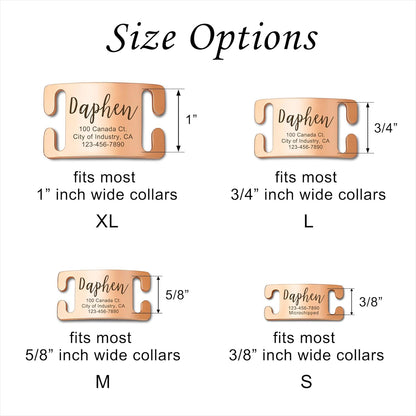 Anavia Slide On Silent Pet ID Tags, S/M/L/XL Personalized Gold Black Stainless Steel Customized Engraved Cat Dog Name Tags, Glossy Finish Chew-Proof Quiet Dog Collar Tag (Medium, Rose Gold)
