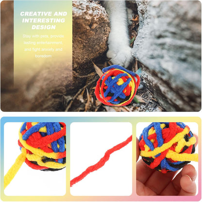 4Pcs Handmade Polyester Cat Balls with 40Cm Tail Bite-Resistant Indoor Scratcher for Kitten Play and Exercise Random Style