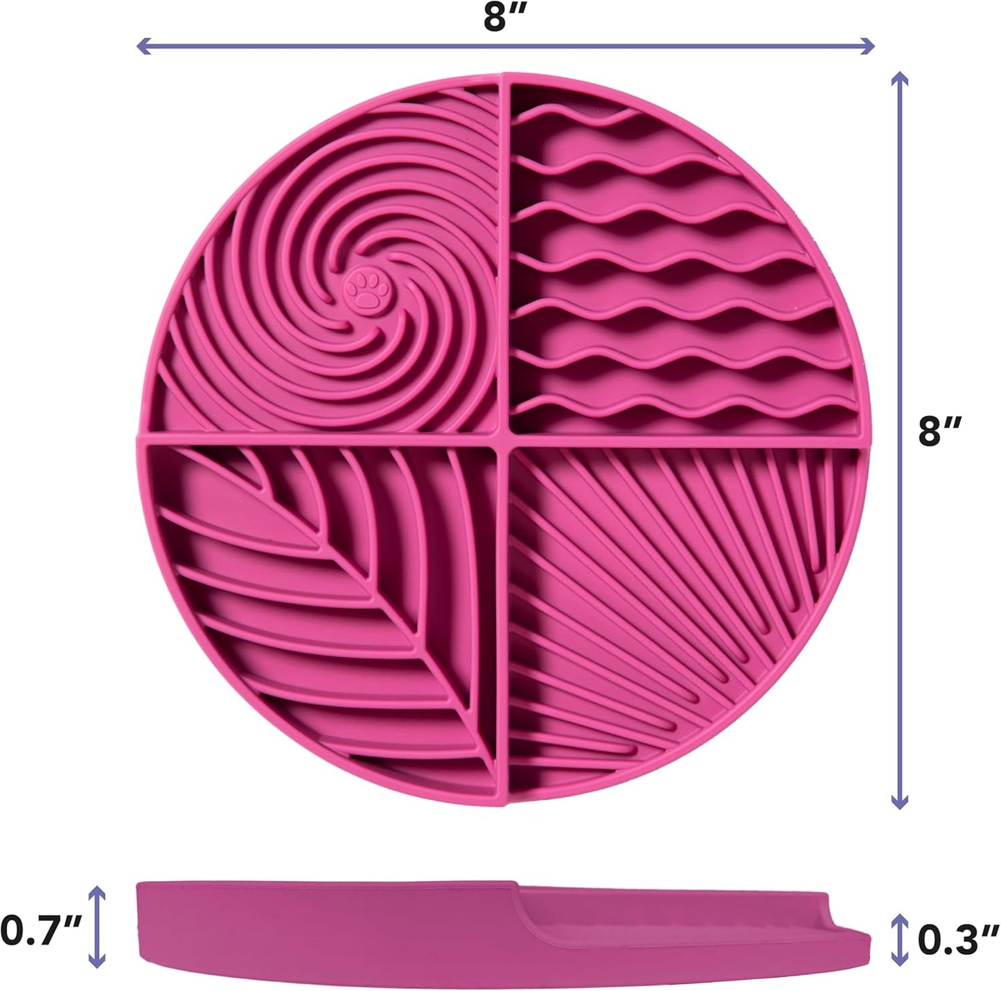 Awoo Paradise - Silicone Dog & Cat Lick Mat and Slow Feeder with Suction Cups - Non-Slip, Dishwasher Safe Pet Dish - Extends Mealtime for Fast Eaters and Reduces Anxiety - For Wet & Dry Food (Fuschia)
