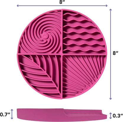 Awoo Paradise - Silicone Dog & Cat Lick Mat and Slow Feeder with Suction Cups - Non-Slip, Dishwasher Safe Pet Dish - Extends Mealtime for Fast Eaters and Reduces Anxiety - For Wet & Dry Food (Fuschia)