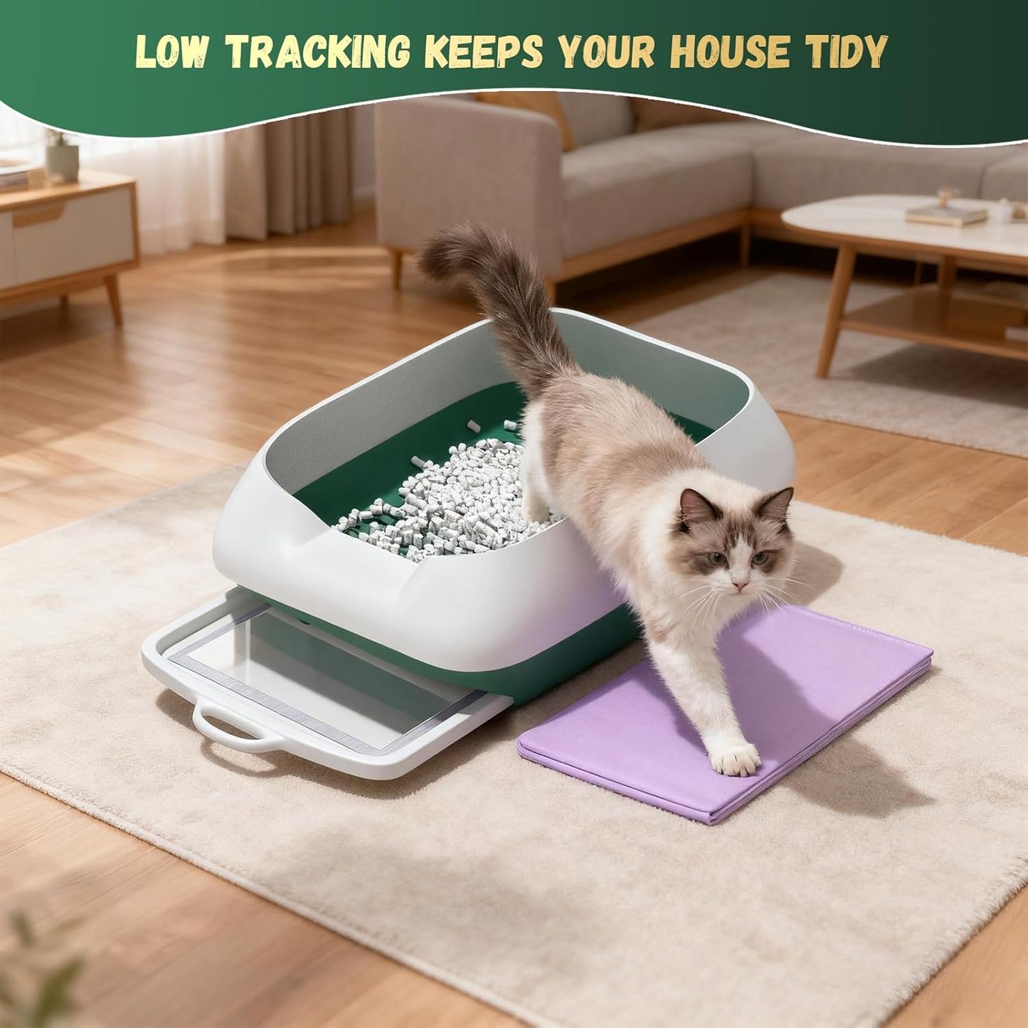 IMMCUTE Cat Litter Pellets, 9lb Bag Lasts 60 Days, Odor Control Cat Litter with Extra 10 Ct Cat Pee Pads, Non Clumping Zeolite Litter Pellets, Low-Tracking, Unscented