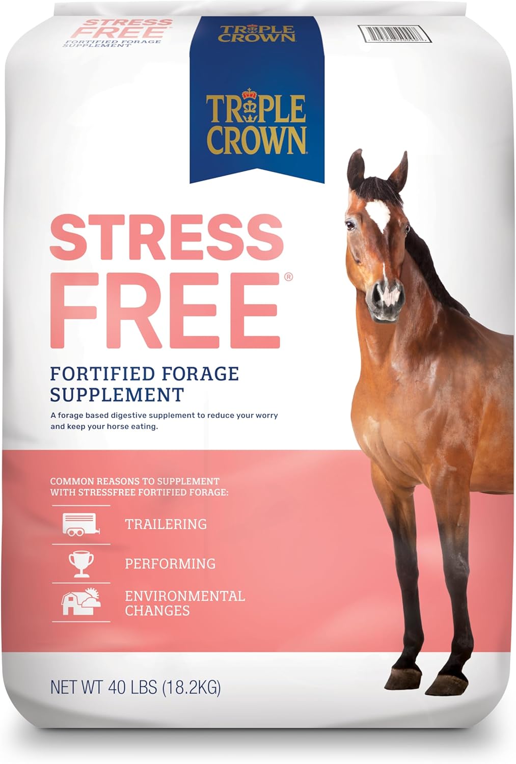 Triple Crown Stress Free Forage for Horses, Calming Equine Supplement, Stress Relief Forage, Anxiety Relief Horse Supplement, 50 lbs
