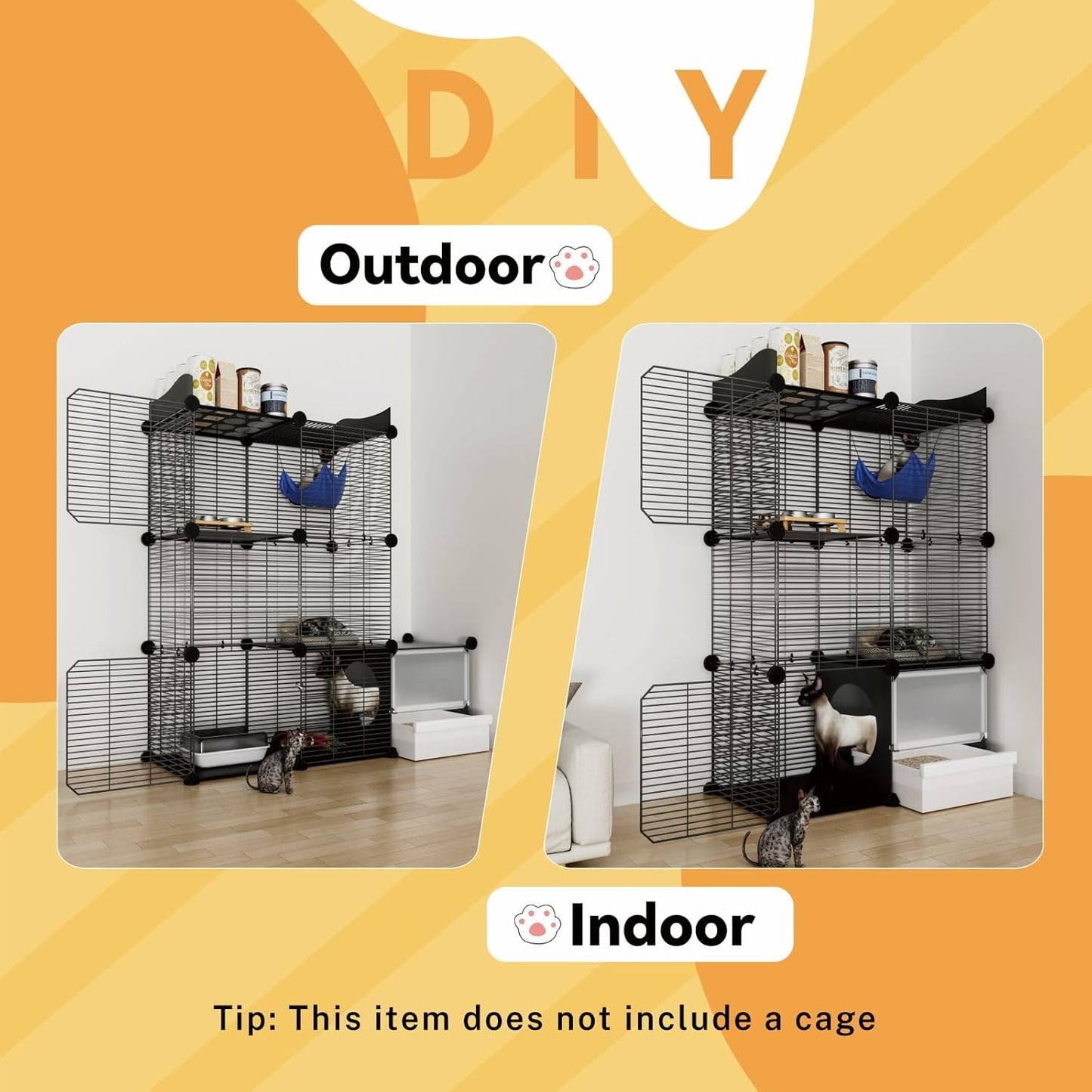 Cat Litter Box with Lid Indoor: Enclosed Litter Box with Cover for Multiple Cats Kitty, DIY Litterbox for C&C Grid Cat Cage