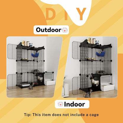 Cat Litter Box with Lid Indoor: Enclosed Litter Box with Cover for Multiple Cats Kitty, DIY Litterbox for C&C Grid Cat Cage