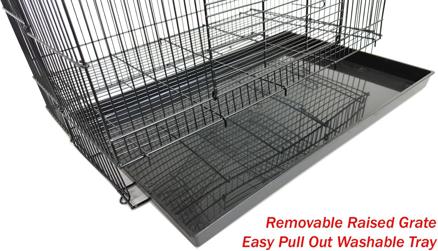 3-Levels Easy Portable Collapsible Ferret Chinchilla Sugar Glider Rats Mouse Animal Critter Chew-Proof Metal Carrier Travel Cage with Narrow 3/8-Inch Bar Spacing Easy to Setup No Tools Needed