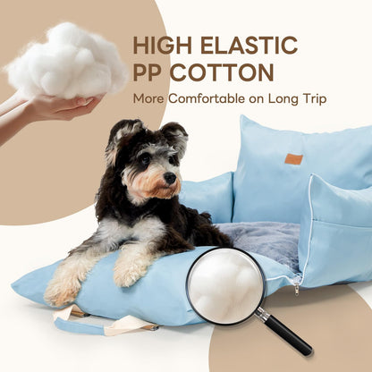 PETTENA Dog Car Seat for Small/Medium Dogs, Detachable Washable Soft Portable Dog Booster Seat, Dog Car Bed with Storage Pockets, Waterproof Puppy Booster Car seat for Small Pets Up to 25lbs, Blue