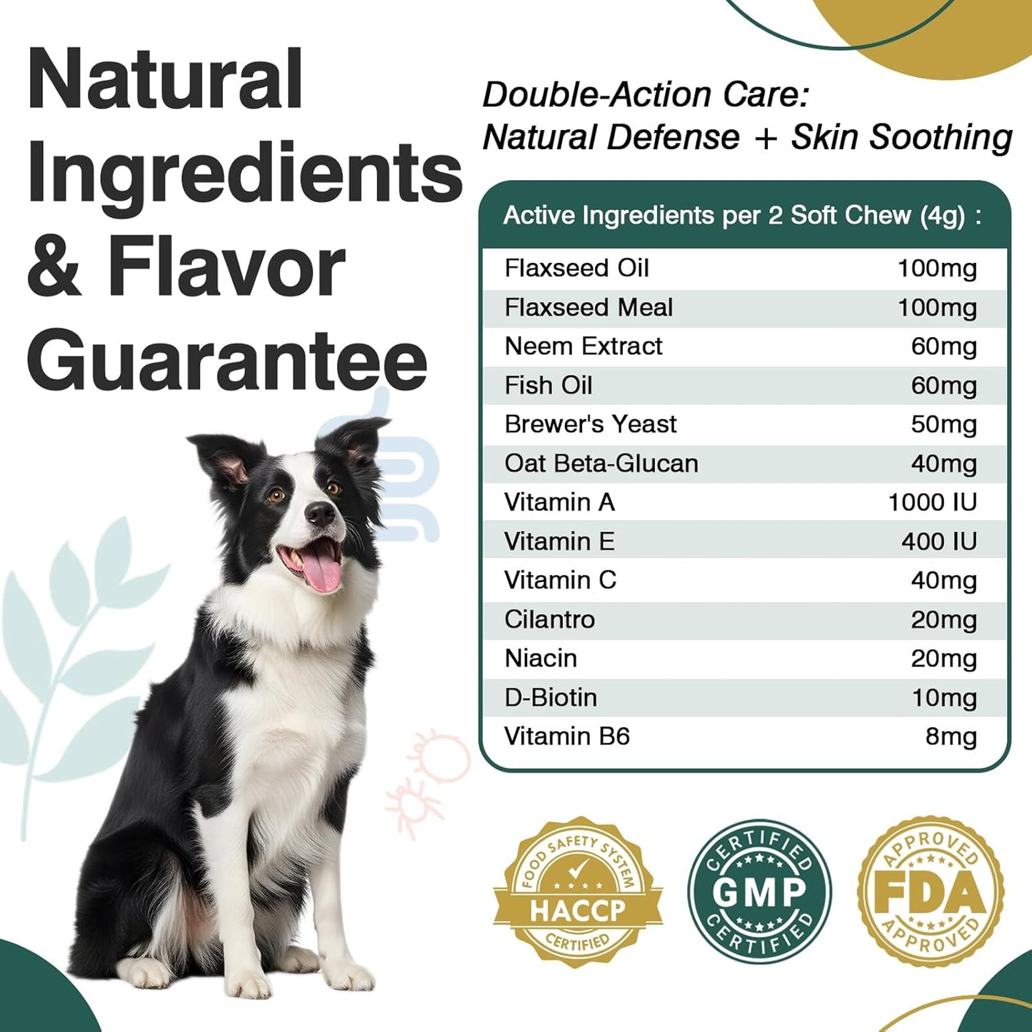 Dog Flea and Tick Treatment Chewables for Dogs Natural Chewable Flea and Tick Chicken Flavor Prevention Probiotic Dog Chews Gut Health Probiotics for Dogs Digestive Health 2 in 1 Chewable 200 Chews