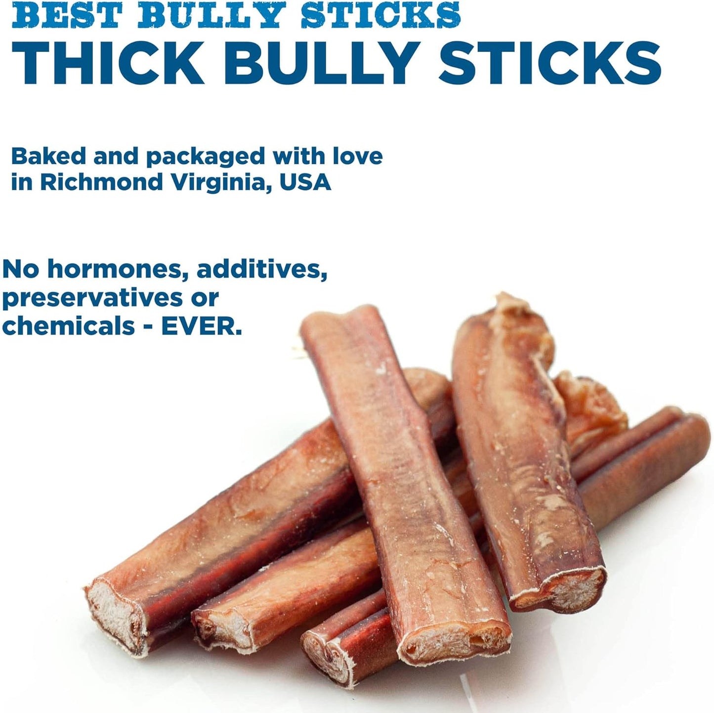 Best Bully Sticks Thick 6 Inch Bully Sticks for Dogs - 5 Count (Pack of 1) - Natural, Grass-Fed Beef, Single Ingredient, Grain and Rawhide Free - Large Breeds