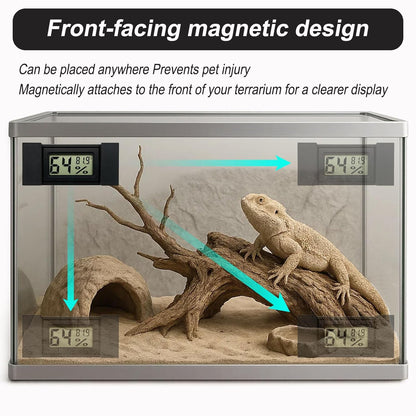 2pcs Magnetic Reptile Thermometer and Humidity Gauge,Fast Accurate Hygrometer Thermometers Terrarium Tank Accessories,for Bearded Dragon,Jumping Spider,Snake,Tortoise,Crab,Ball Python,Gecko (Black)