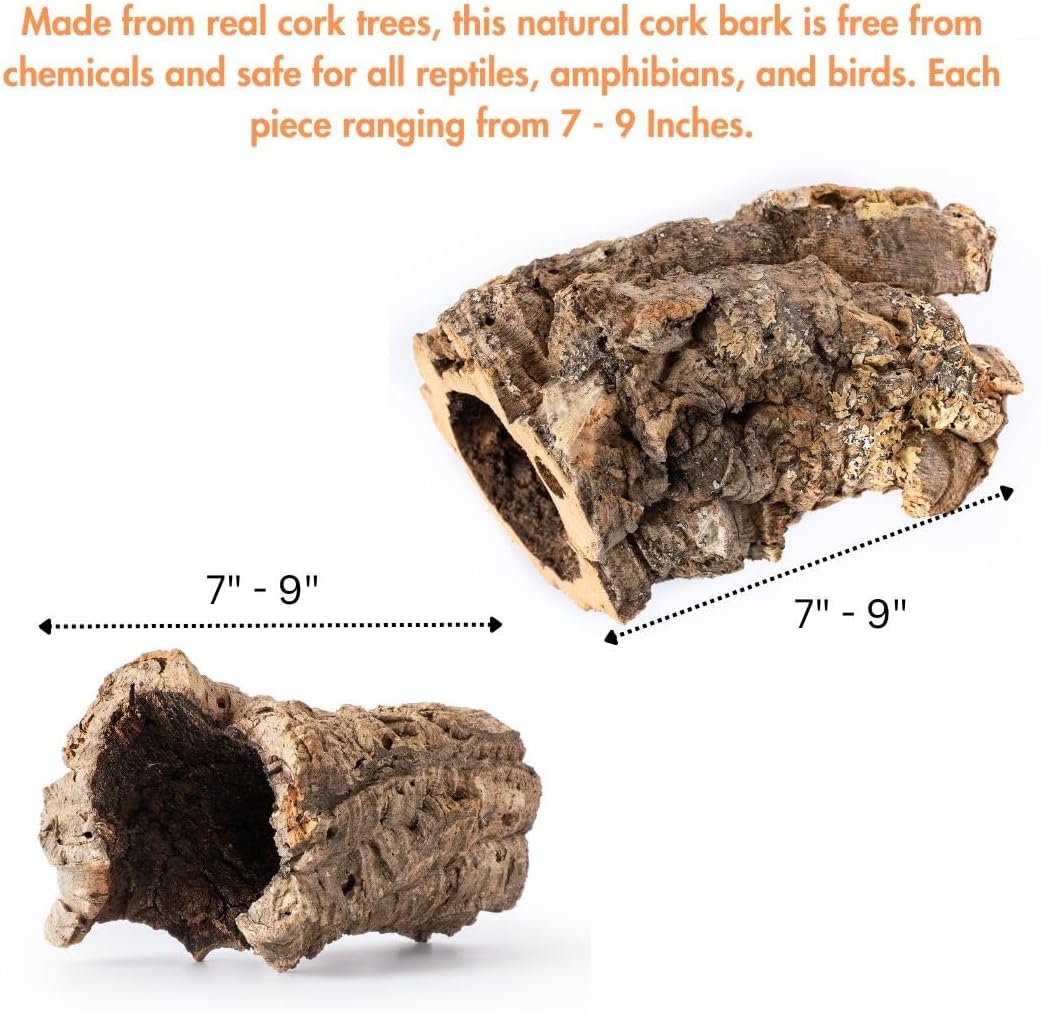 Galápagos (05505) Natural Cork Bark for Reptiles – Ideal for Bearded Dragons, Snakes, and Geckos – Climbing Accessory for Terrariums, Turtle Tanks, and Bird Cages, Tube 7” – 9”, Natural