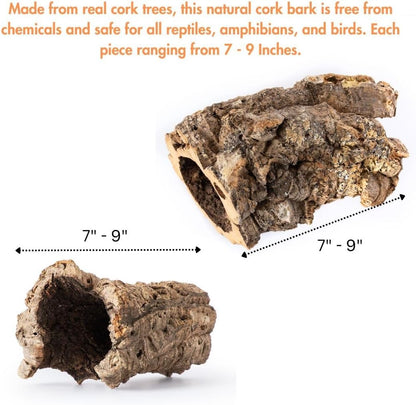 Galápagos (05505) Natural Cork Bark for Reptiles – Ideal for Bearded Dragons, Snakes, and Geckos – Climbing Accessory for Terrariums, Turtle Tanks, and Bird Cages, Tube 7” – 9”, Natural