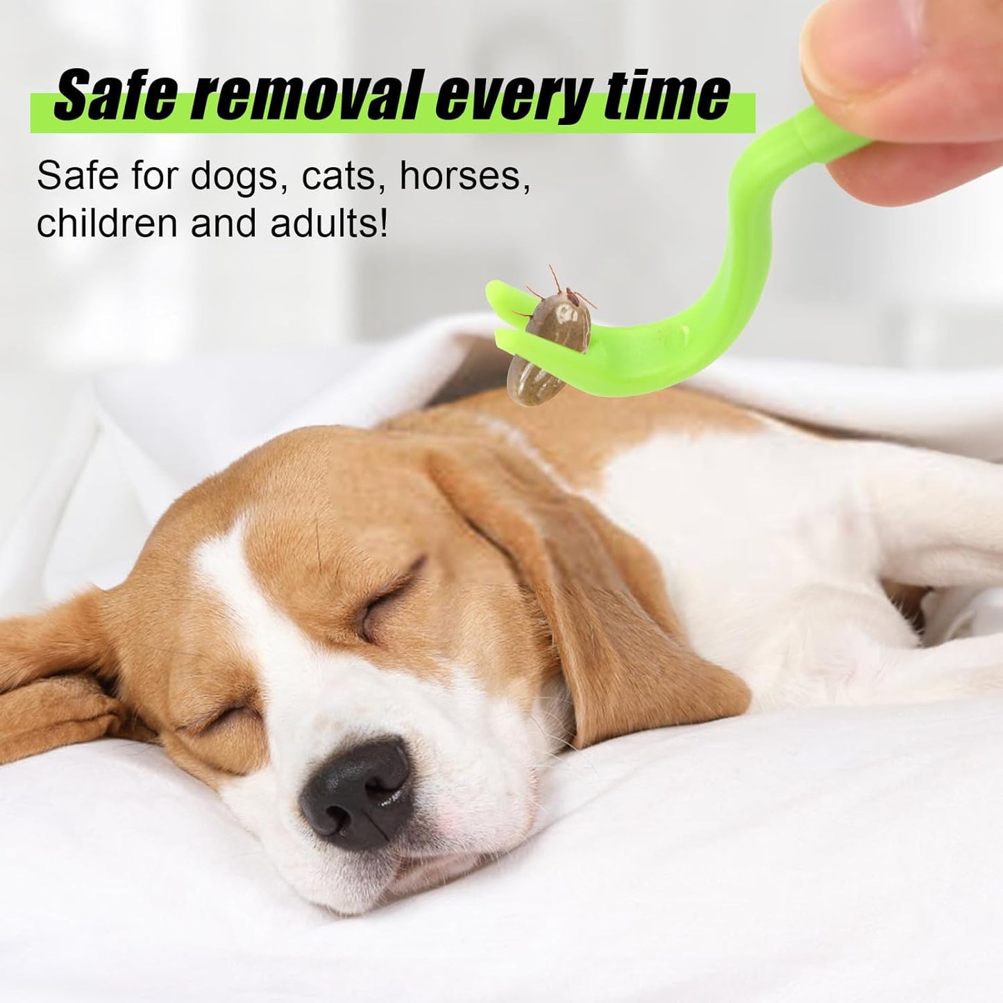 BOXOB 5pcs Tick Remover Tool Kit, 4 Sizes Safe & Easy Remover Tools Plastic Painless Tick Puller Twister Tweezers for Humans Dogs Cats Horses (Green)