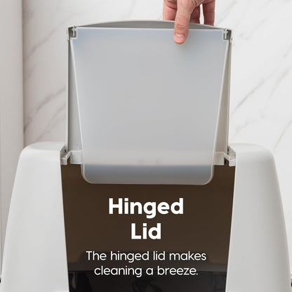 IRIS USA Cat Litter Box, Large Litter Box Enclosure with Front Door Flap and Scoop, Covered Kitty Litter Box with Handle and Buckles for Portability and Privacy, Gray