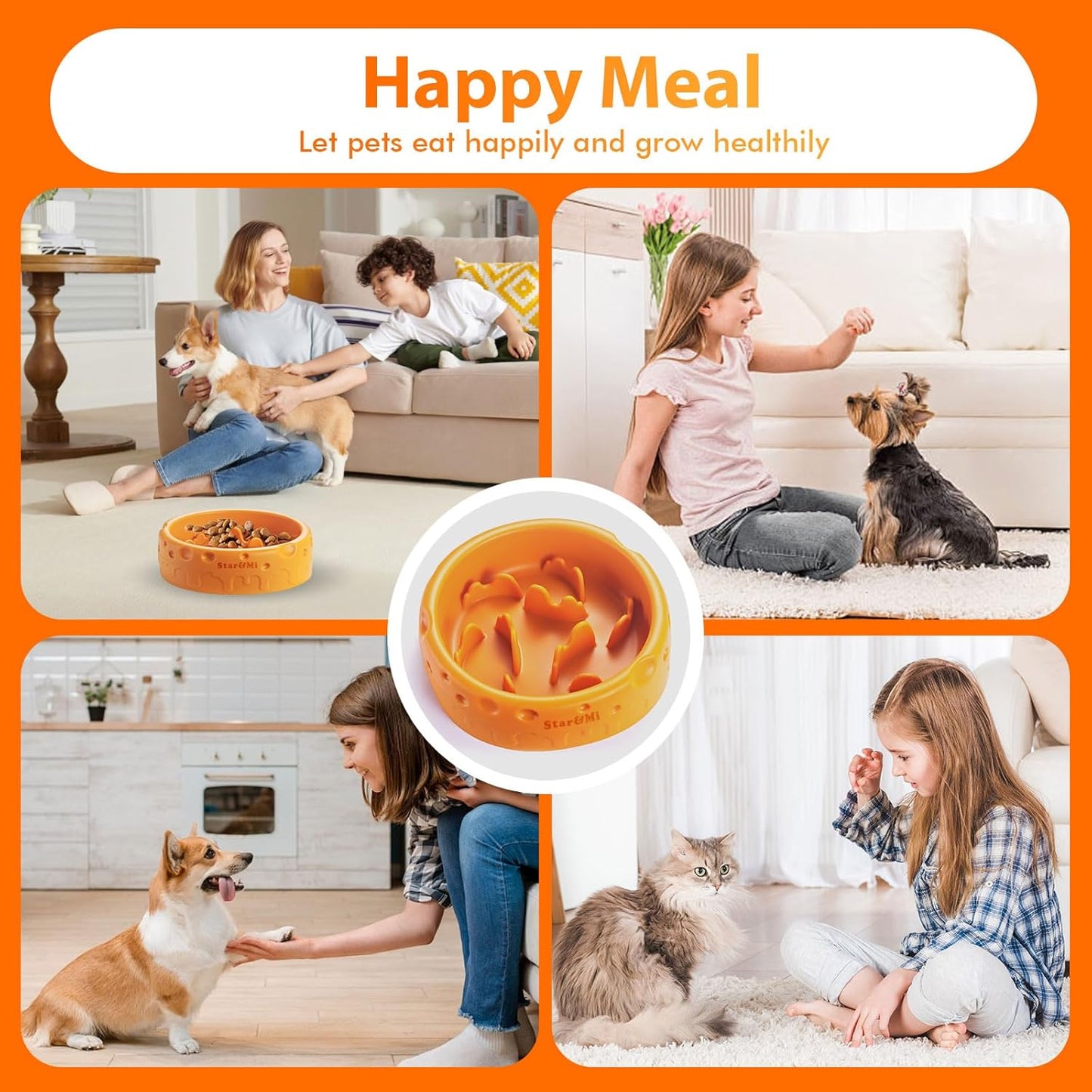 Silicone Slow Feeder Dog Bowls & Cat Bowls, 2 Cups Small Pet Food Bowl with Non-Slip Suction Base, Food-Grade Safe Puzzle Feeder for Small & Medium Dogs & Indoor Cats - Dishwasher & Microwave Safe