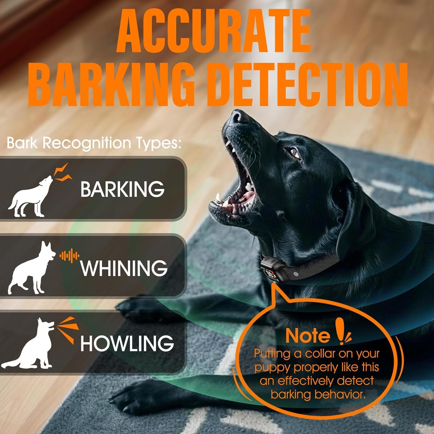 Smart Dog Bark Collar - for Small Medium Large Dogs 10-100lbs, Automatic Dog Training Collar to Decrease Barking, Anti Barking Device with 4 Training Modes, More 8 Sensitivity Levels, Black