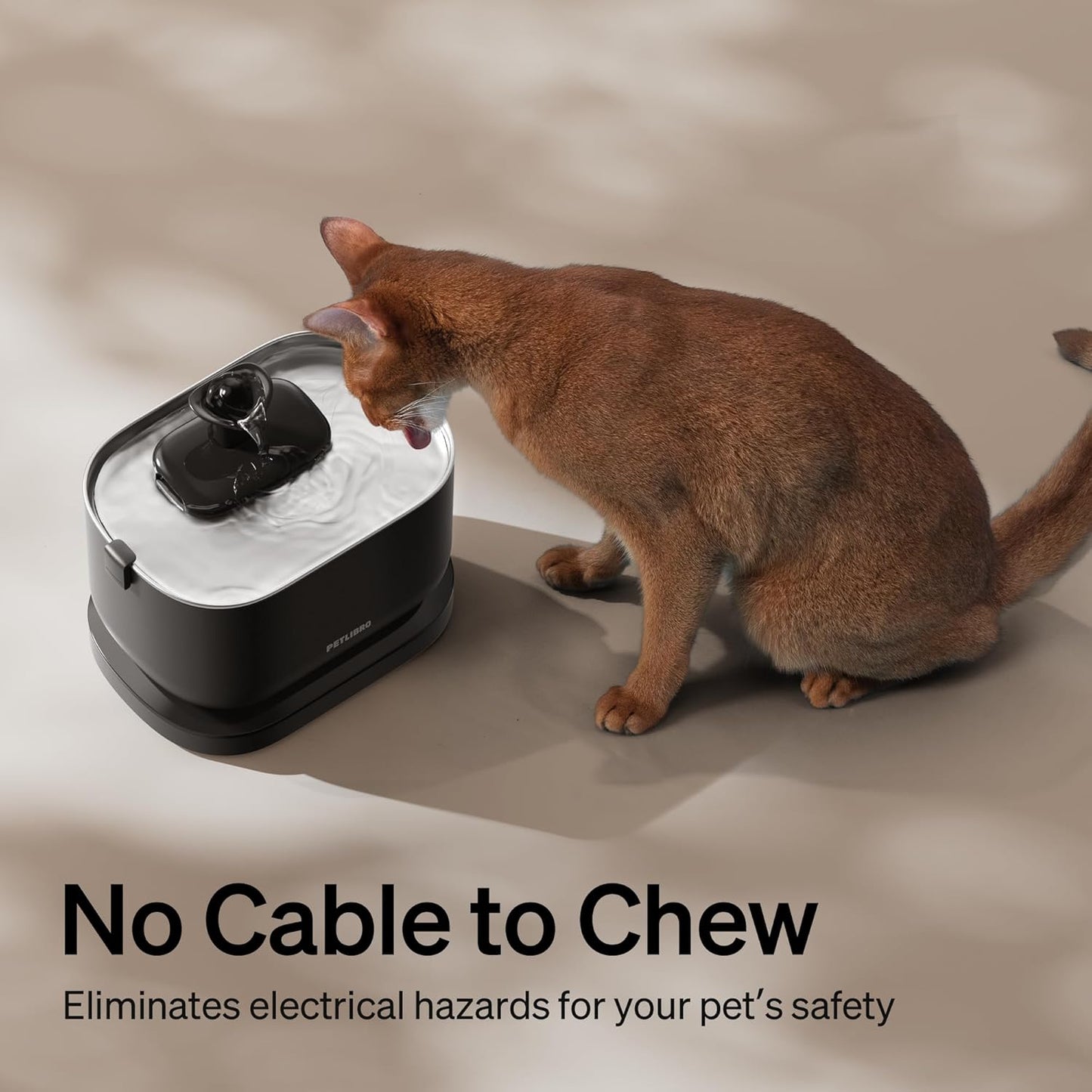 PETLIBRO Cat Water Fountain, Cordless Pet Water Fountain Battery Operated, 2.5L/84oz Dockstream Water Fountains for Cats Indoor, Cat Fountain with Stainless Steel Tray, Easy to Clean BPA-Free