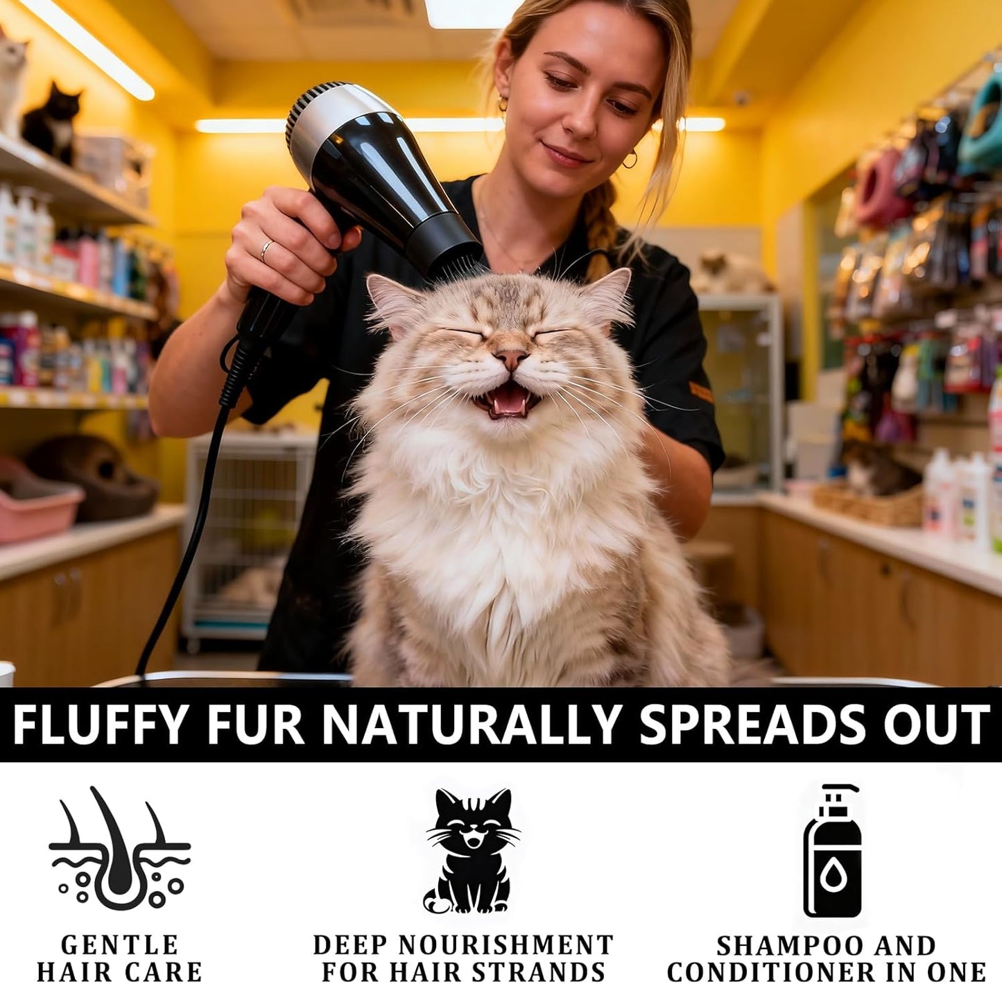 10 oz Hypoallergenic Cat Shampoo and Conditioner for Dandruff & Itchy Skin | Gentle Kitten Shampoo for Indoor Cats | Moisturizing Pet Shampoo for Cats & Kittens with Sensitive Skin (10 oz)