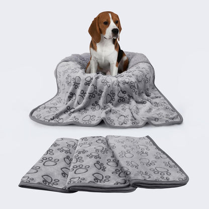 Luciphia 1 Pack 6 Dog Blankets Cat Soft Fluffy Fleece Pet Blanket Warm Cute Print Design Puppy Kitten Doggy Paw Grey Small(23"x16")