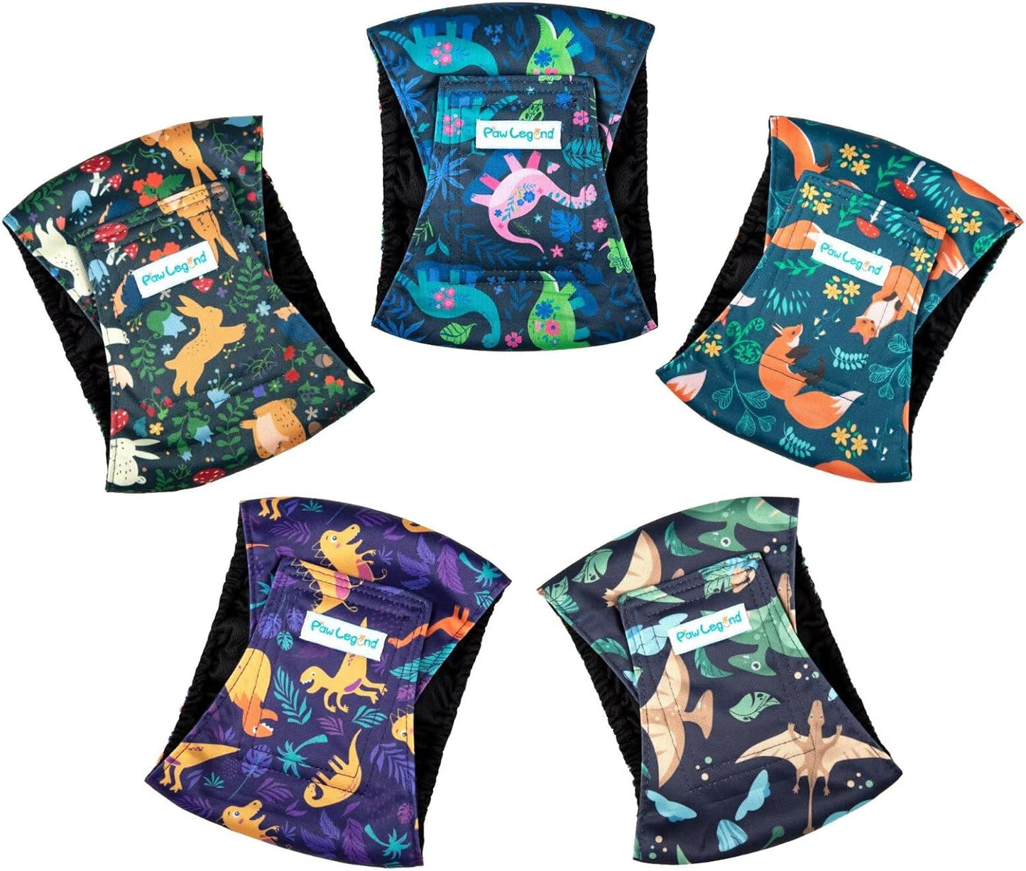 Paw Legend Washable Dogs Diapers Male Dog Belly Bands for Male Dogs Diapers Reusable Puppy & Doggie Diapers Male (5 Pack, Small)