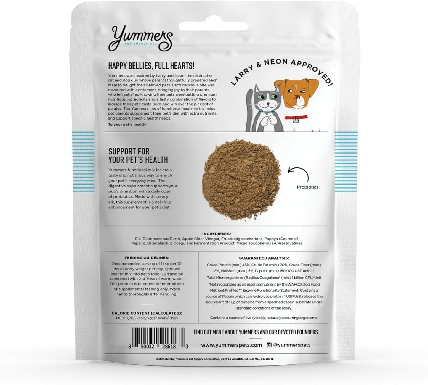 Yummers Premium Digestive Supplement for Dogs, Daily Probiotic Supplements, Elk Recipe, 8 oz. - All-Natural Freeze-Dried Dog Food Supplement Toppers - Flavor Dog Food Topper for Digestive Health