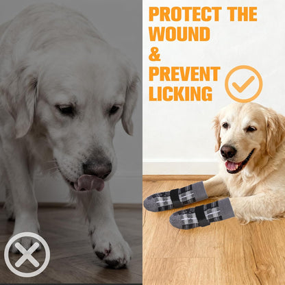 EXPAWLORER Dog Socks for Hardwood Floors, Dog Shoes for Winter, Dog Booties for Cold Pavement to Prevent Licking, Paw Protectors Strong Traction Control for Small Medium Large Dogs,Black L