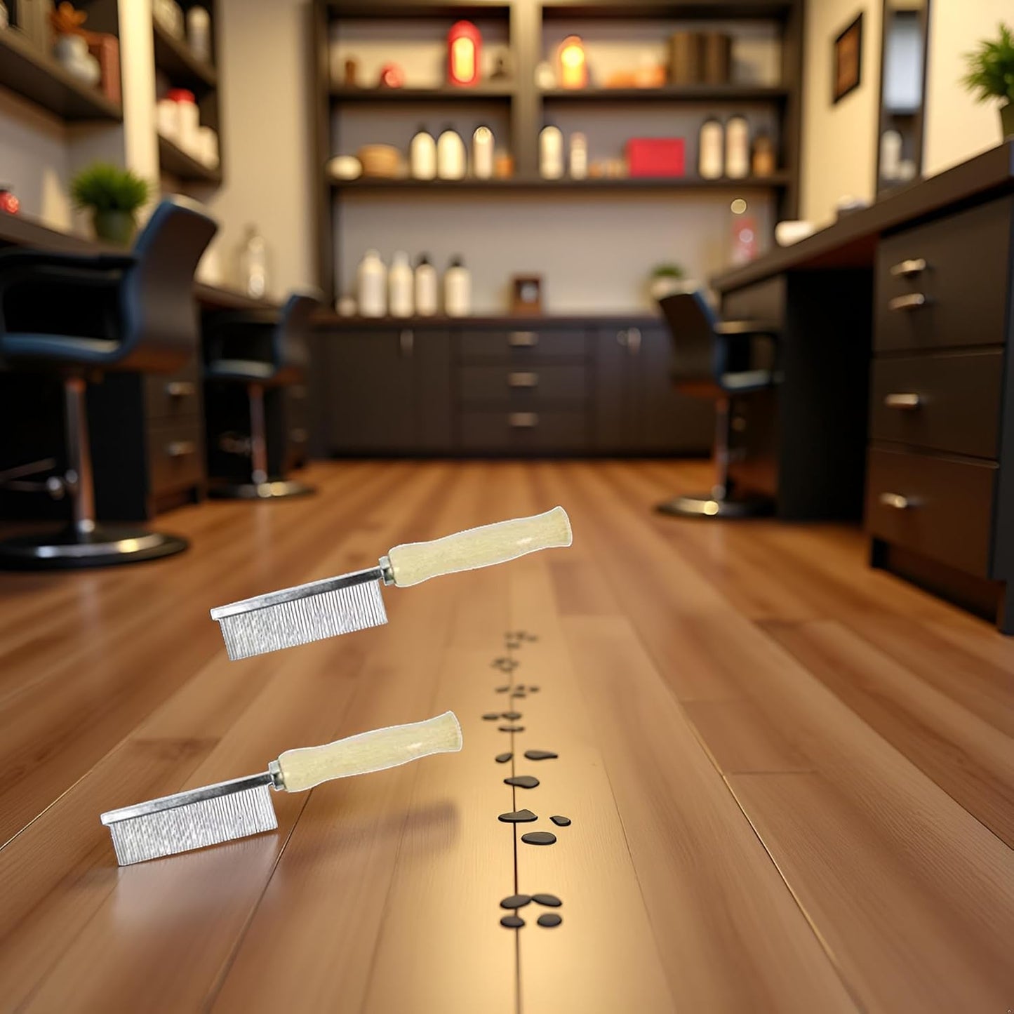 2Pcs Pet Grooming Comb for Long Haired Cats and Dogs - Stainless Steel Pin Teeth Wooden Handle Fur Hair Brush - Removes & Prevents Matted Fur