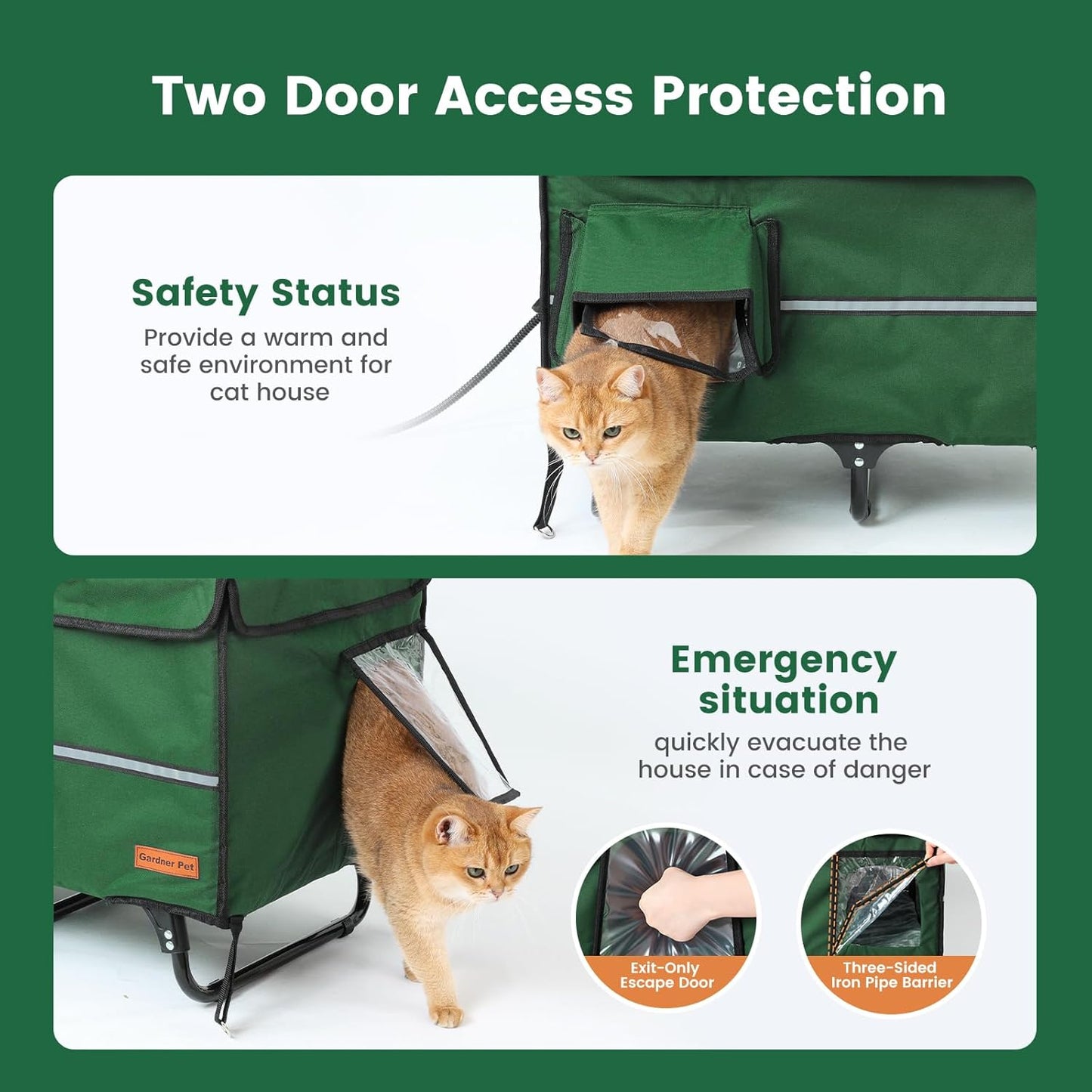 X-Large Collapsible Heated Cat House - Metal Frame, 100% Insulated Waterproof Outdoor Stray Cat Shelter with Heating Pad & Escape Door,Temperature Control & Timer, Warm Shelter for Cats, Black