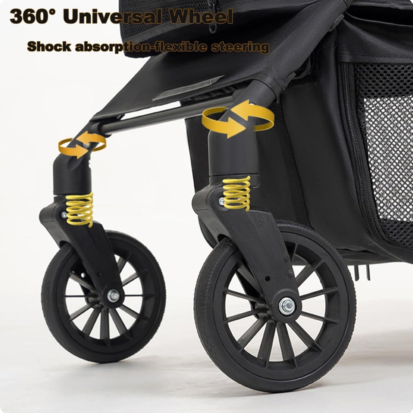 Dog Stroller for Medium and Large Dogs Foldable Pet Strollers for Puppy Cat Cart Up to 66lbs with All Terrain 4 Wheels Adjustable Handle Canopy Sun Shades Storage Organizer(Single)