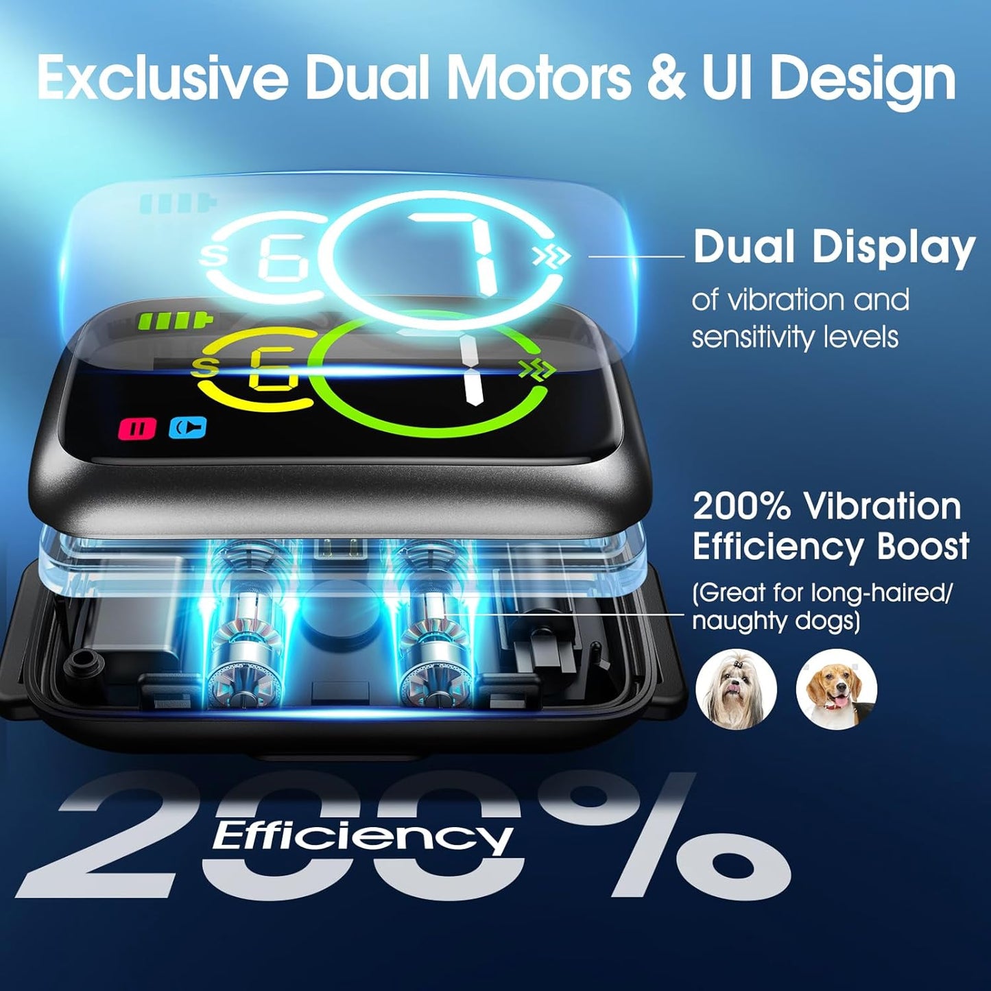 1S Stop Barking Smart Dog Bark Collar, Humane Anti Barking Device with Beep & Vibration, 7 Adjustable Sensitivity, Ultra-Light Bark Collar for Small Medium Large Dogs IP67 Waterproof Indoor Outdoor