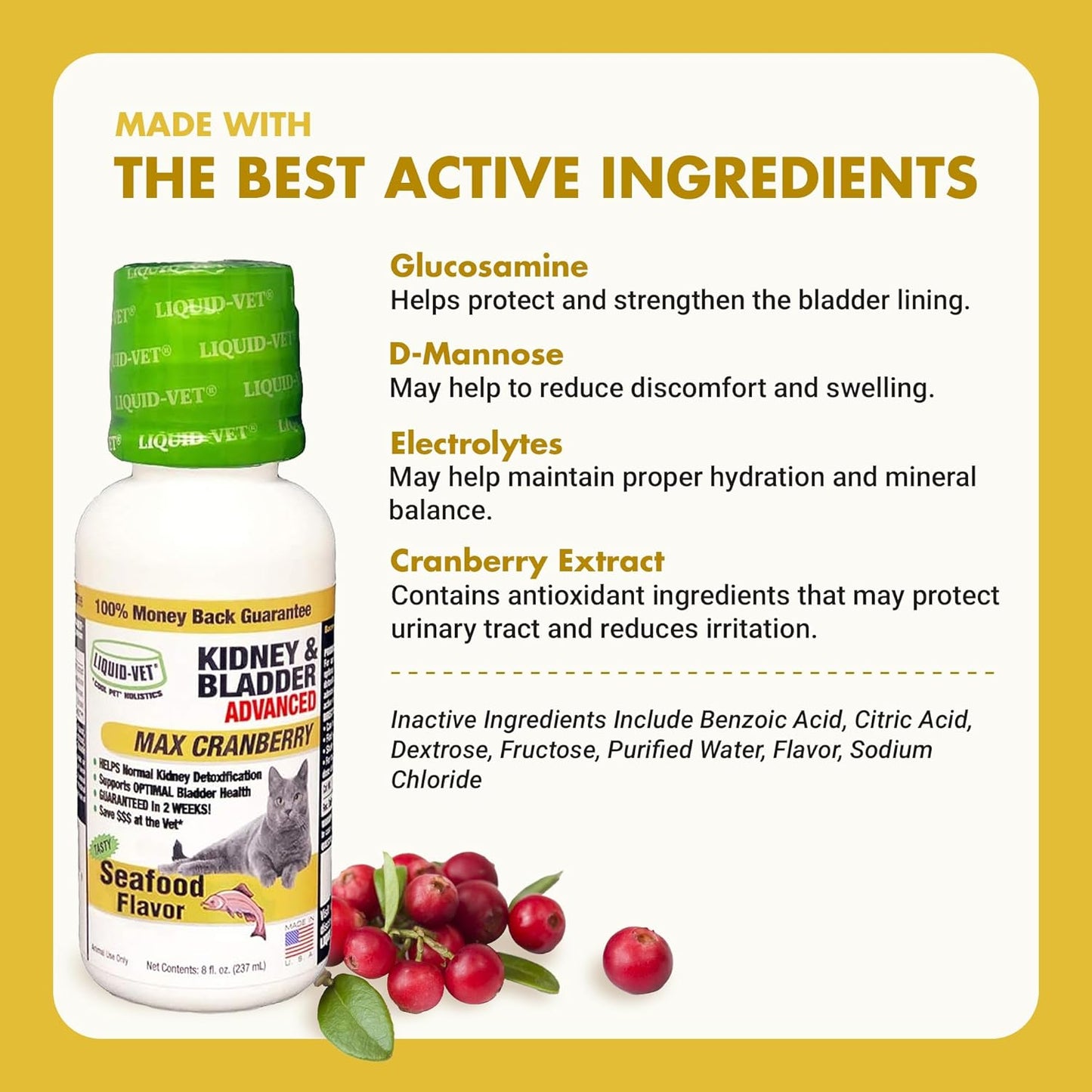 LIQUID-VET Feline Kidney & Bladder Advanced Formula, Seafood Flavor, 8 oz