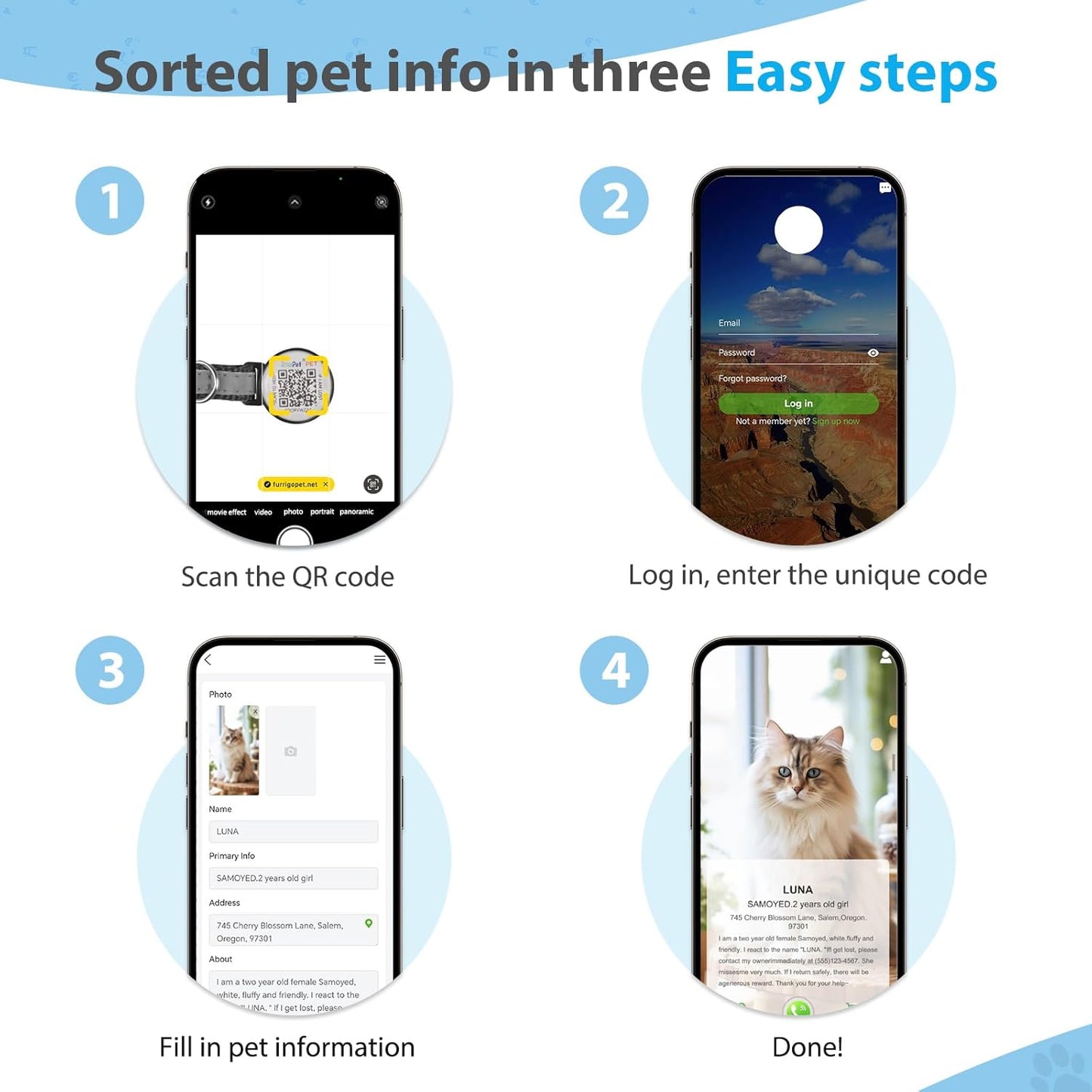 Airtag Cat Collar Breakaway with QR Code Name Tag, Reflective cat Collar airtag Holder with Bell, Cat ID Tag Personalized, Ultra-Durable, Adjustable, Quick Release, Fits Small Large Cats, Black
