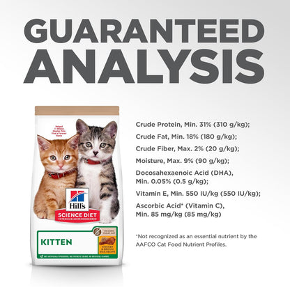 Hill's Science Diet Kitten, Kitten Premium Nutrition, Dry Cat Food, No Corn, Wheat, Soy Chicken & Brown Rice, 3.5 lb Bag