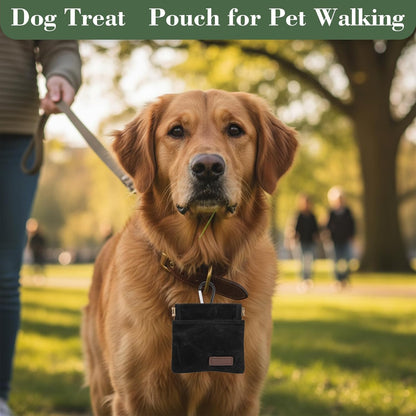 Thinp 2 Pcs Treat Pouches for Pet Training, Hand Free Dog Treats Pouch Auto Closing Dog Training Treat Pouch Portable Dogs Walking Bag for Puppy Travel or Outdoor Use (Black, Green)