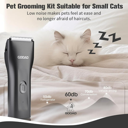 Goood Cat Clippers for Matted & Long Hair - Cordless Cat Grooming Kit with Paw Trimmer & Nail Grinder - Black