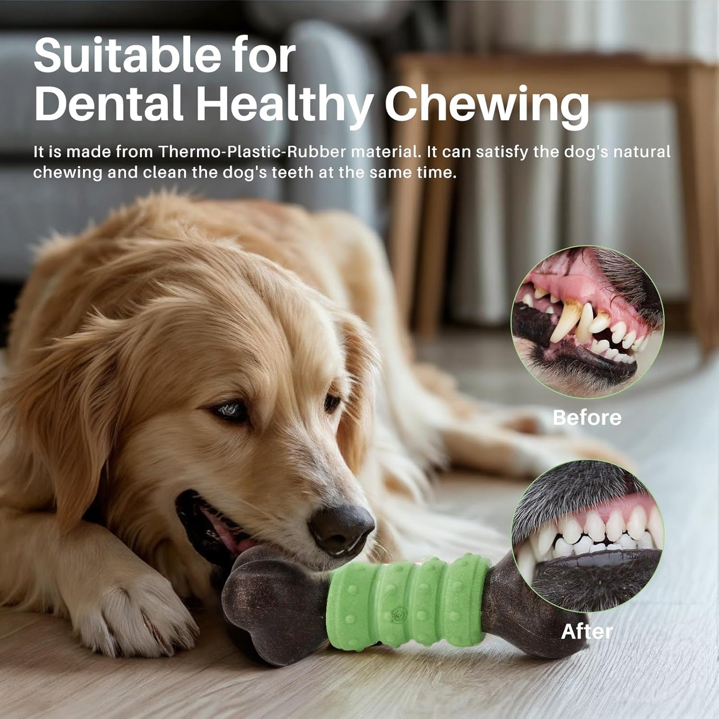 Gardner Pet Antler Dog Chew Toy, Long Lasting Interactive Dog Toys Add Shredded Coconut Nylon+TPR, Teeth Cleaning and Training Toy for Medium/Large Breed,Bacon Flavor