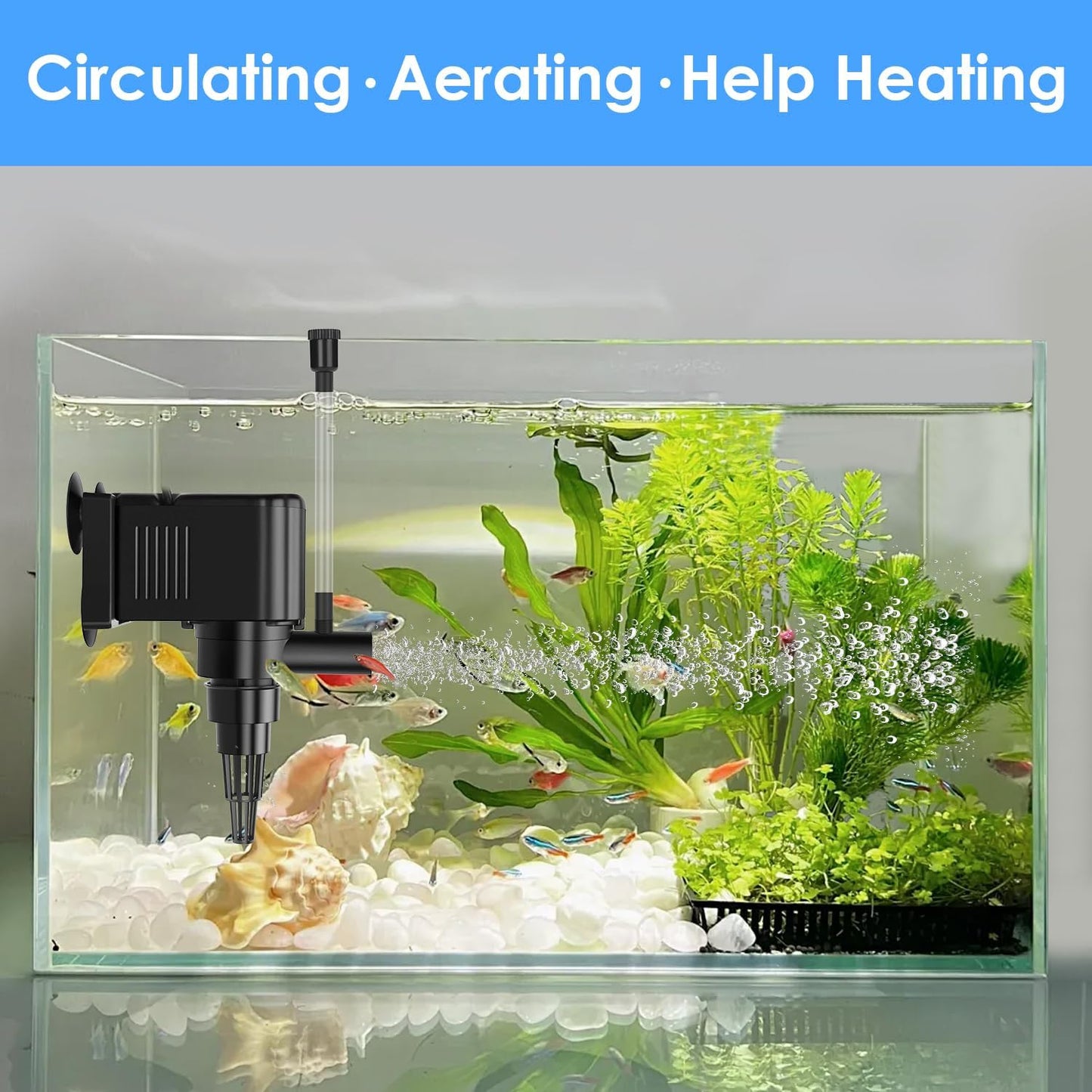 AquaMiracle Aquarium Powerhead Pump Circulating Water Pump 135 GPH for 10-40 Gallon Aquariums with Aerating Features