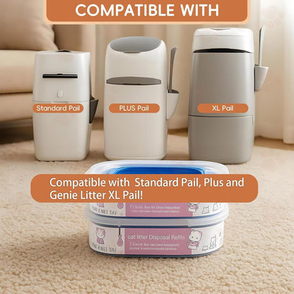 8 Pack 28FT Cat Litter Refill Cartridge, Compatible with Pet Genie Standard/Plus/Style Pail Refills, Up to 32 Months of Supply, 7 layer Odor Control Jumbo Refill Cartridge