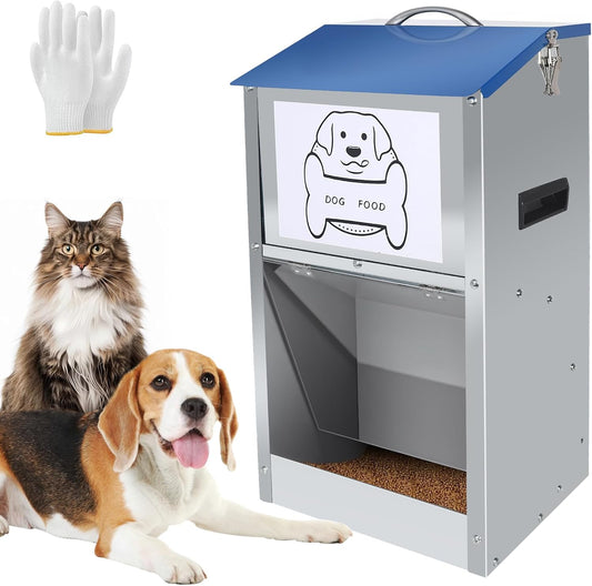 Galvanized Automatic Dog Feeder,Automatic Gravity-Fed Dog Feeder for Indoor & Outdoor Use,25LBS Capacity Food Dispenser for Small, Medium, and Large Breeds