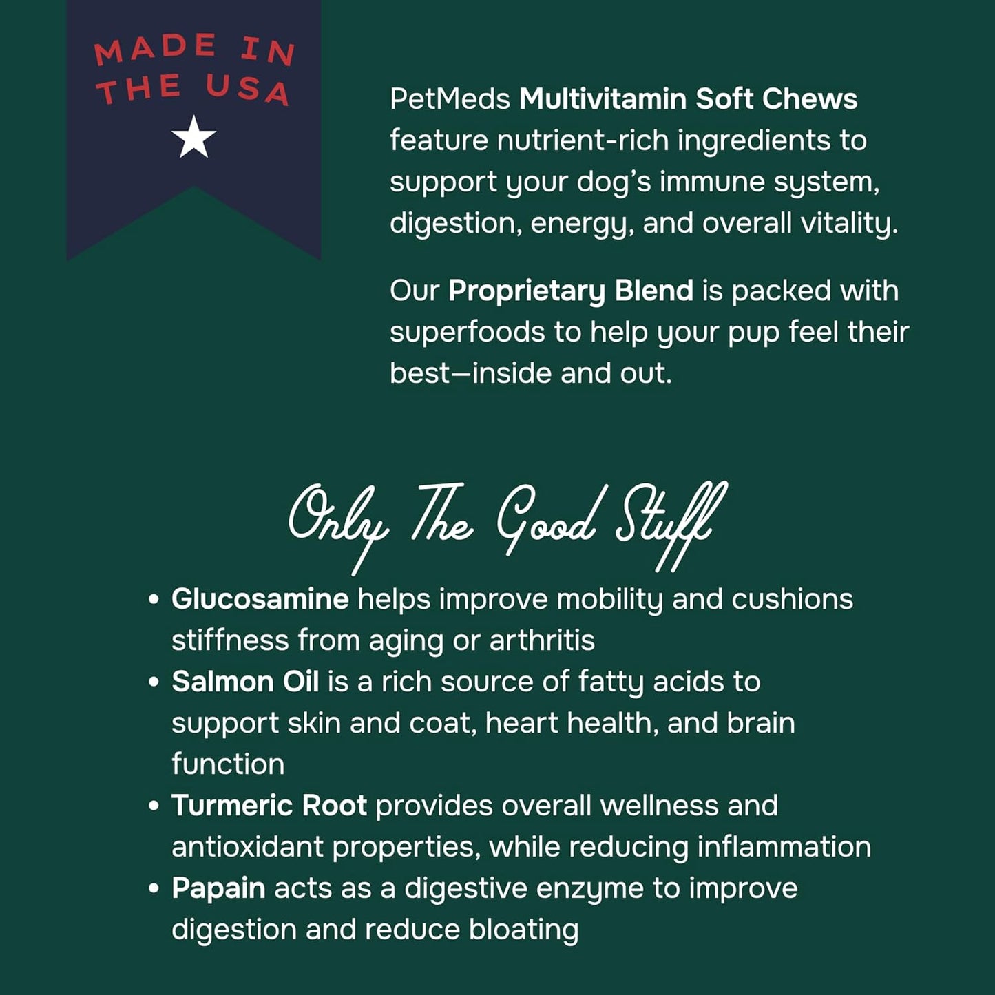 PetMeds Multivitamin Supplement for Dogs - Daily Vitamin with Kelp, Spirulina, Ashwagandha, Glucosamine & Probiotics for Immune, Joint, Skin & Gut Health - Beef & Sweet Potato Flavor - 60 Soft Chews