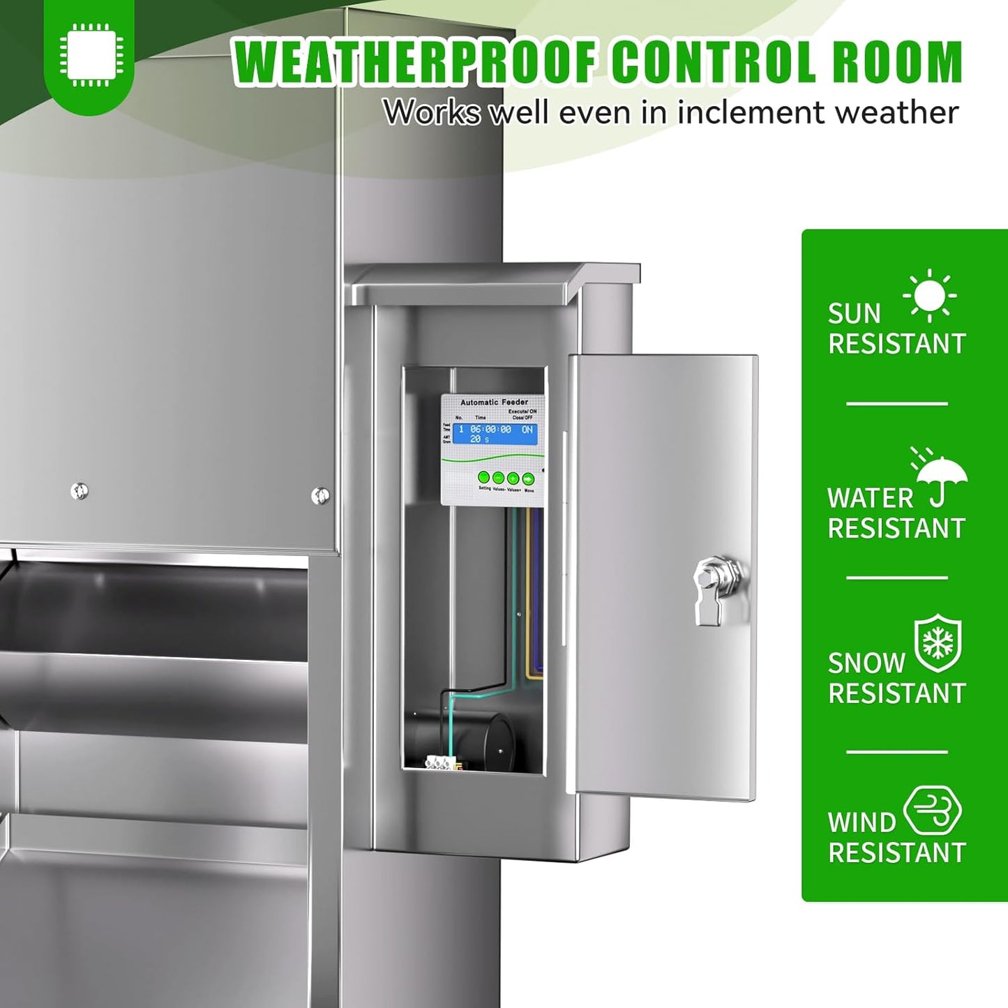 Chipak 16L Large Automatic Dog Feeder with Timer, Stainless Steel Pet Food Dispenser W/Programmable Feeding Schedule for Large Breed Dogs or Cats