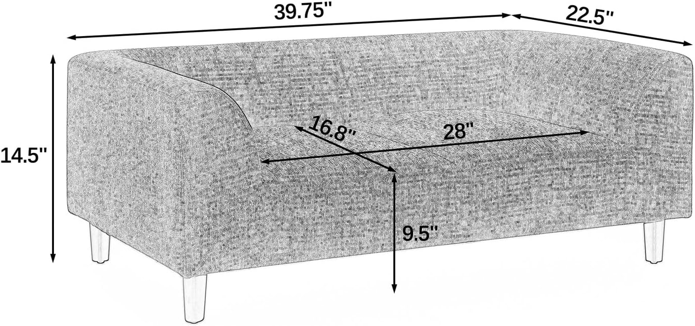 39" Dog Couch Bed, Comy Linen Fabric Pet Sofa with Backrest and Armrests, Elevated Dog Chair with Wooden Legs for Dogs and Cats, Easy to Clean (Blue)